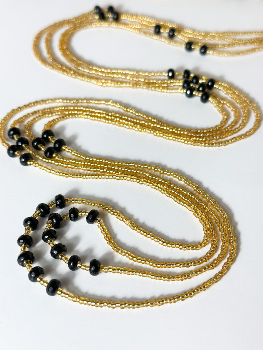 Authentic Tie On Gold Waistbeads With Spinel Gemstones