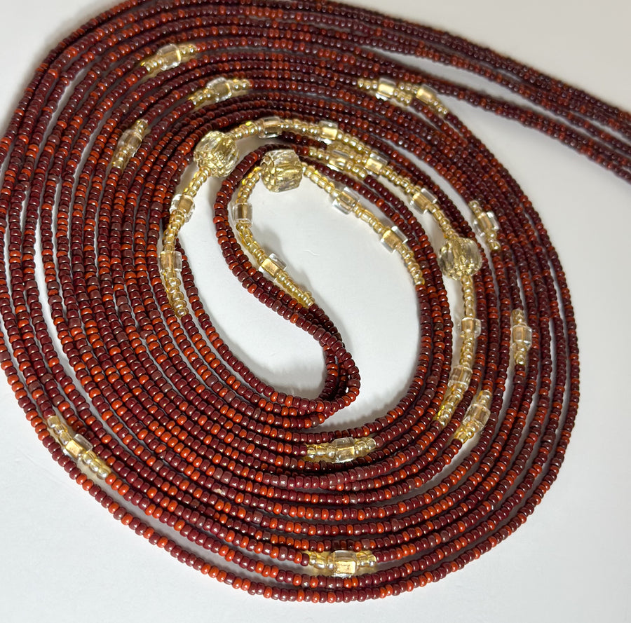 Brown & Gold Authentic Tie On Waistbeads