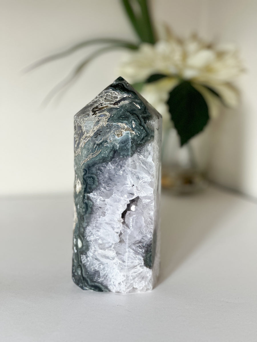 Druzy Agate And Quartz Tower