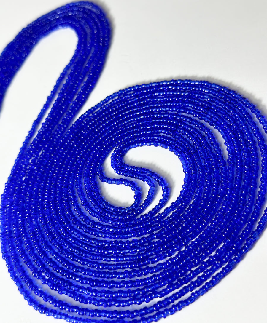 Traditional Tie On Solid Blue Waistbeads