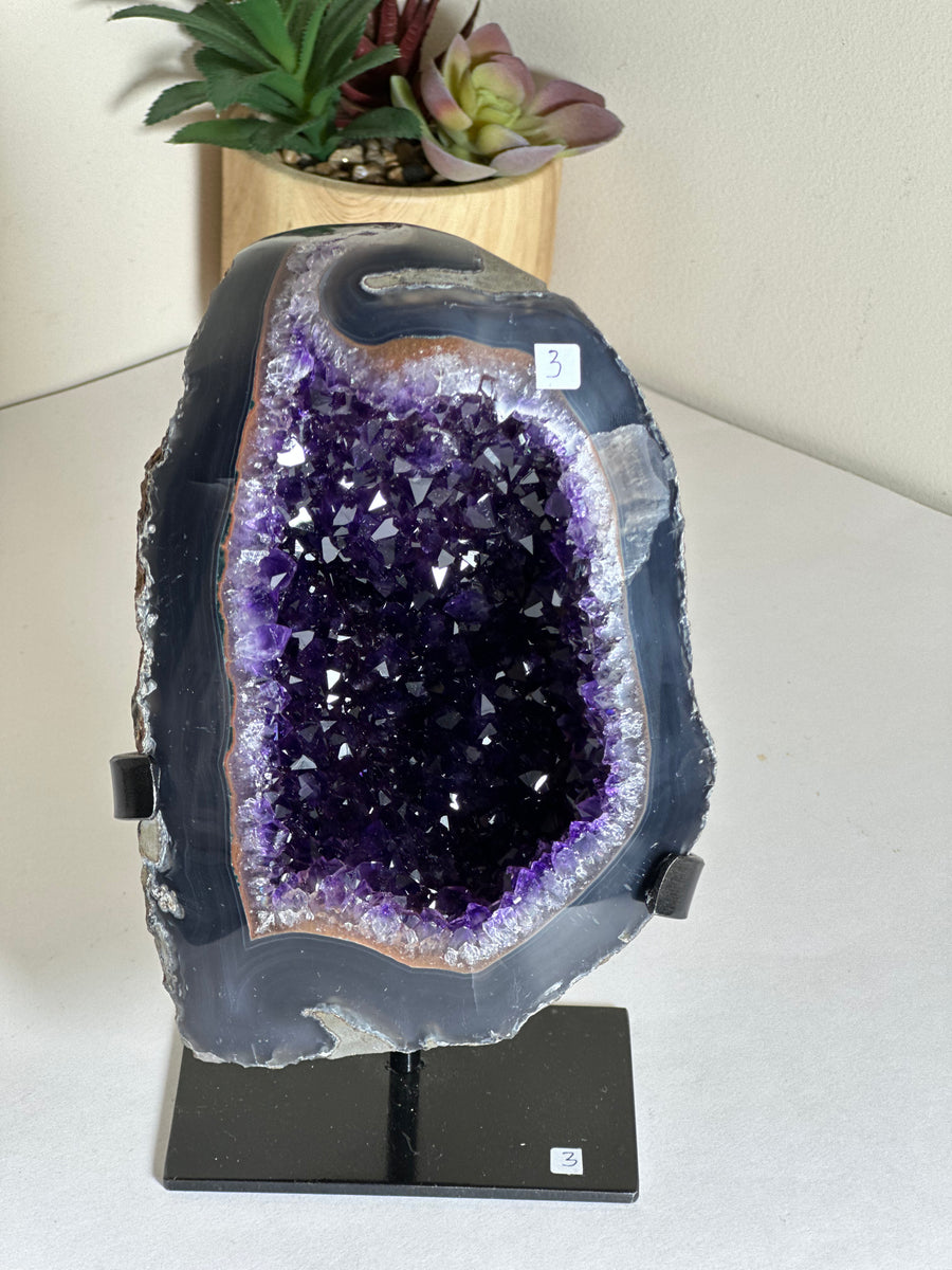 Dark Vibrant Large Amethyst On Stand