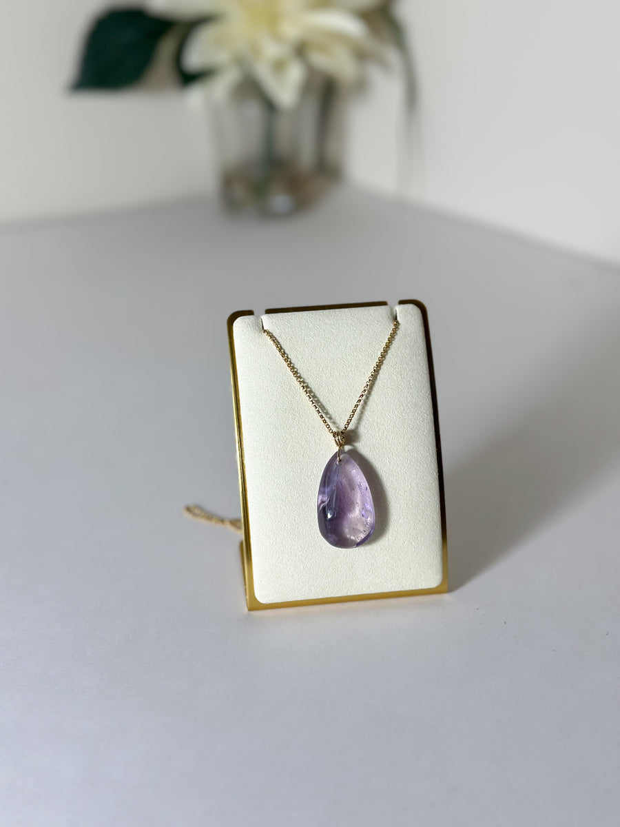 Hand Wrapped Amethyst Necklace In 14K Gold Filled