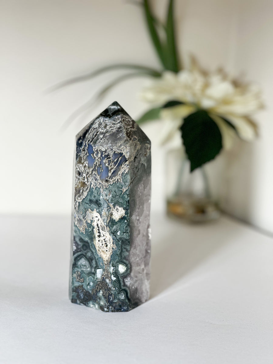 Druzy Agate And Quartz Tower