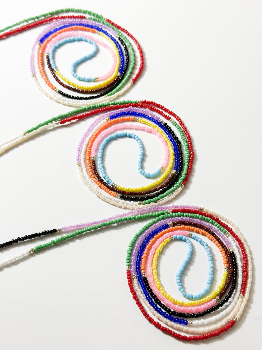 Multi-Colored Authentic Tie-On Wasitbeads