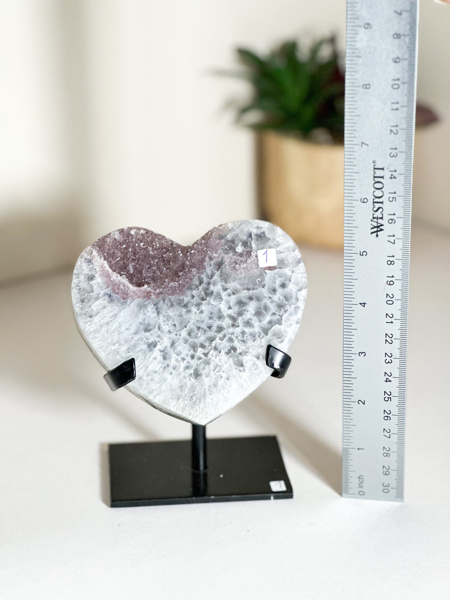 Hot Druzy pink agate heart