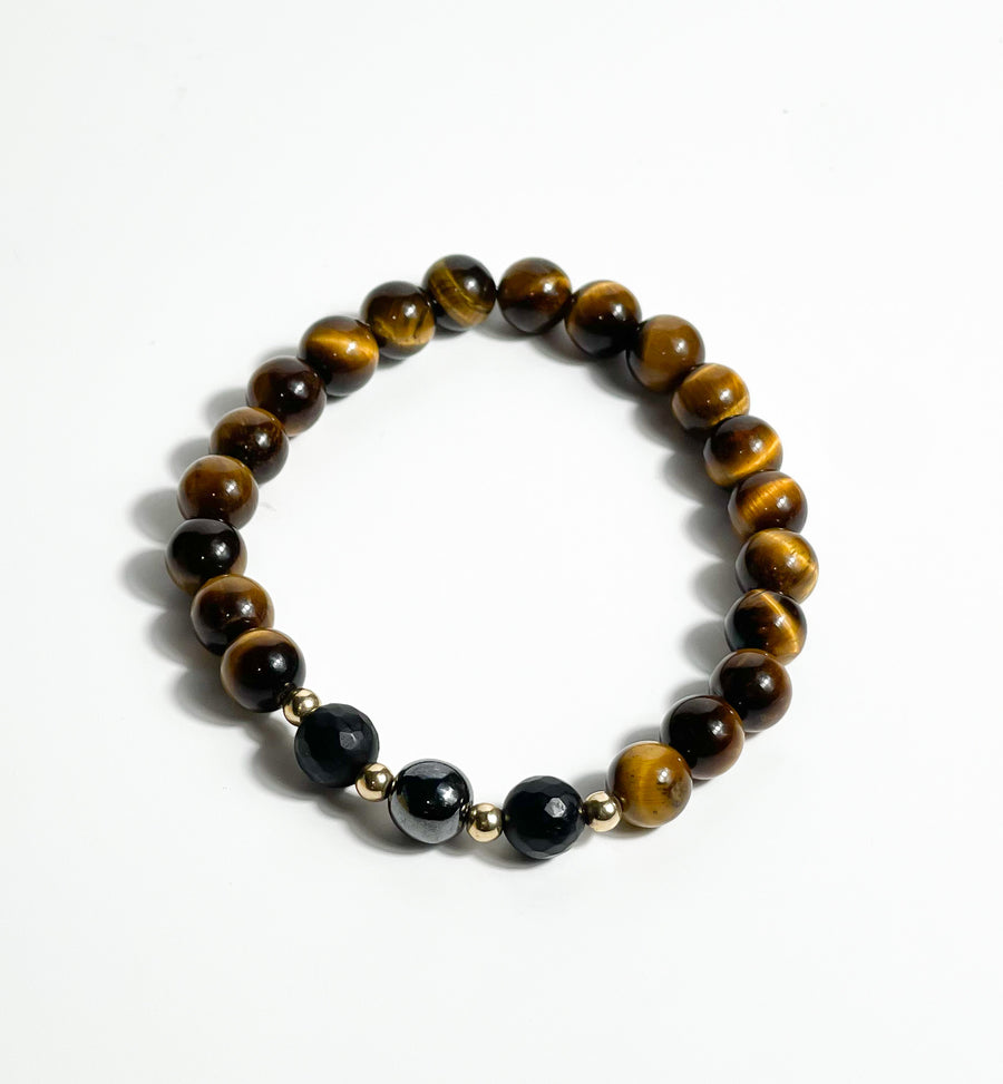 Tiger's Eye, Onyx, and Hematite Bracelet