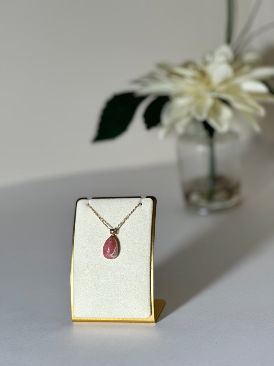 Hand Wrapped 14K GF Rhodochrosite Necklace