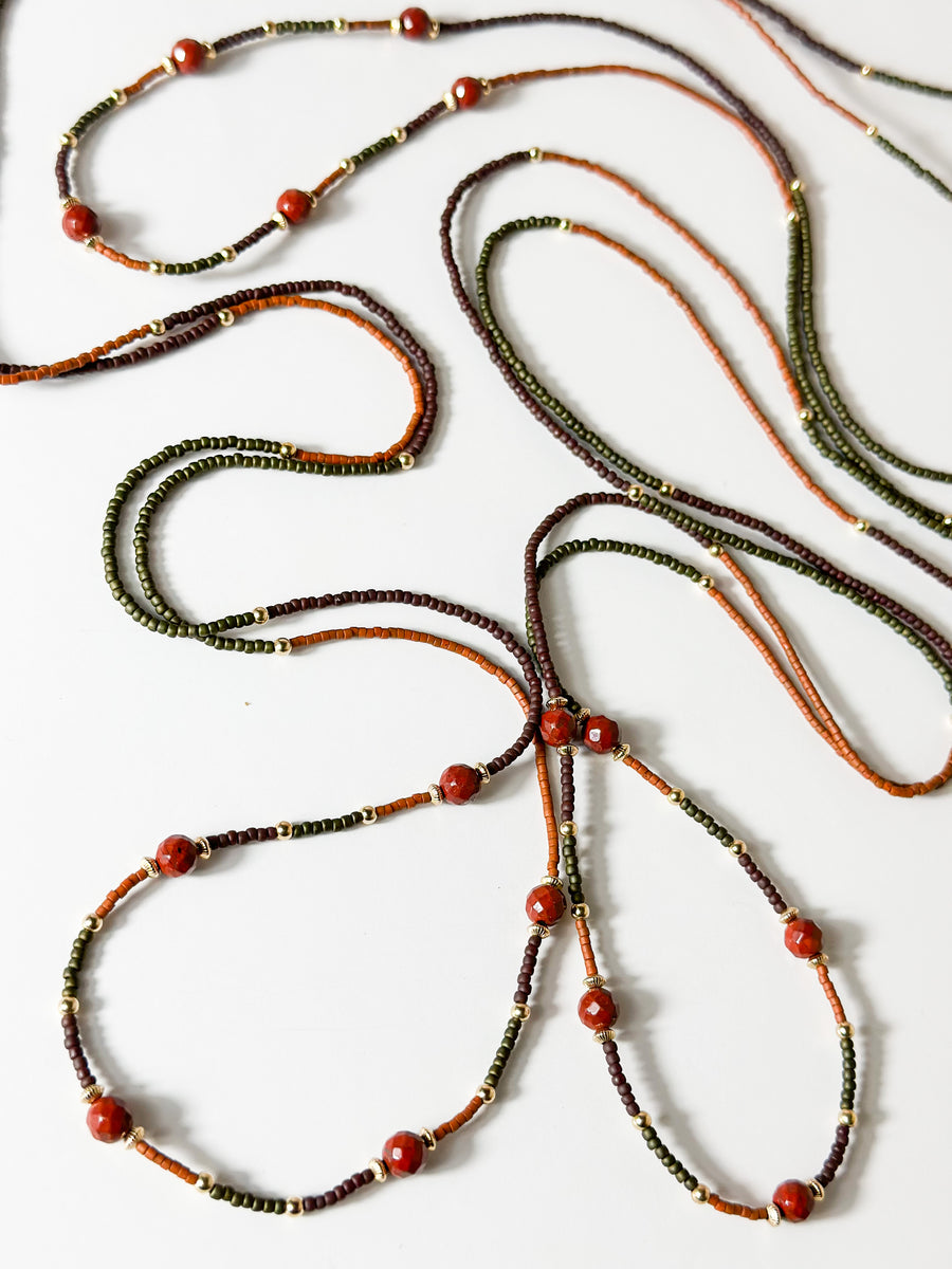 Traditional Tie On Waistbeads With Jasper Gemstones