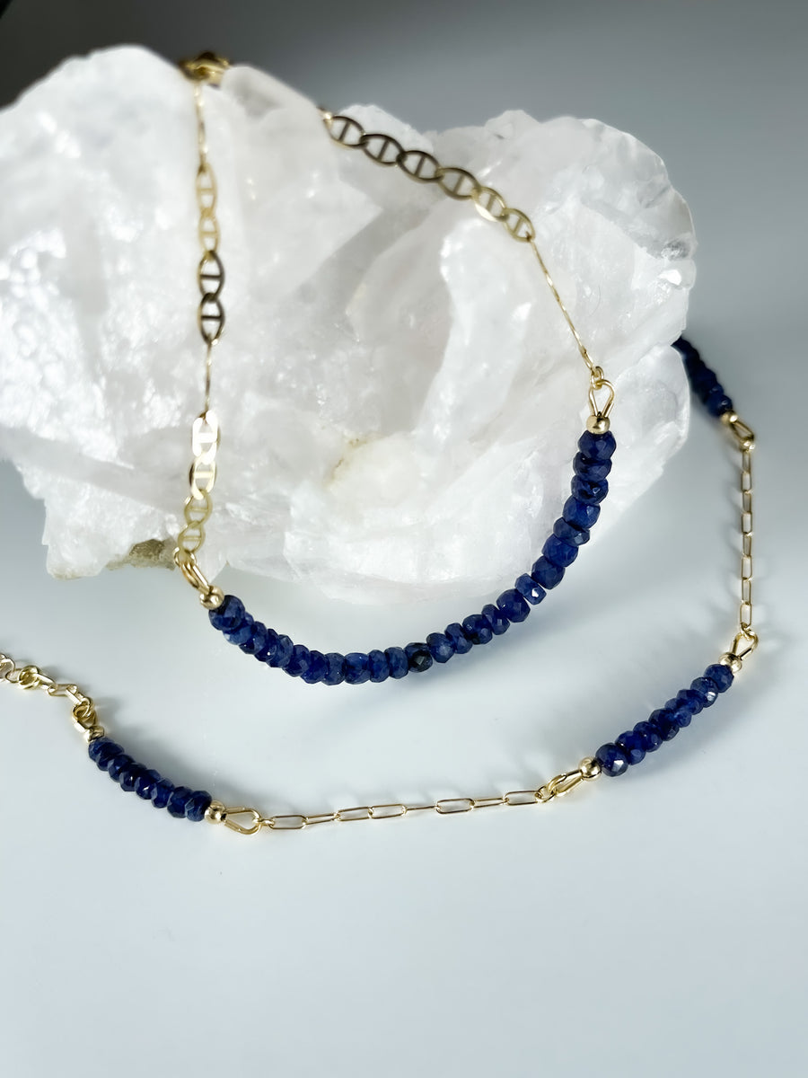 14k Solid Gold Sapphire Bracelet