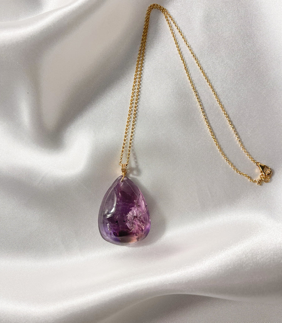 Hand Wrapped 14k Gold Amethyst Necklace