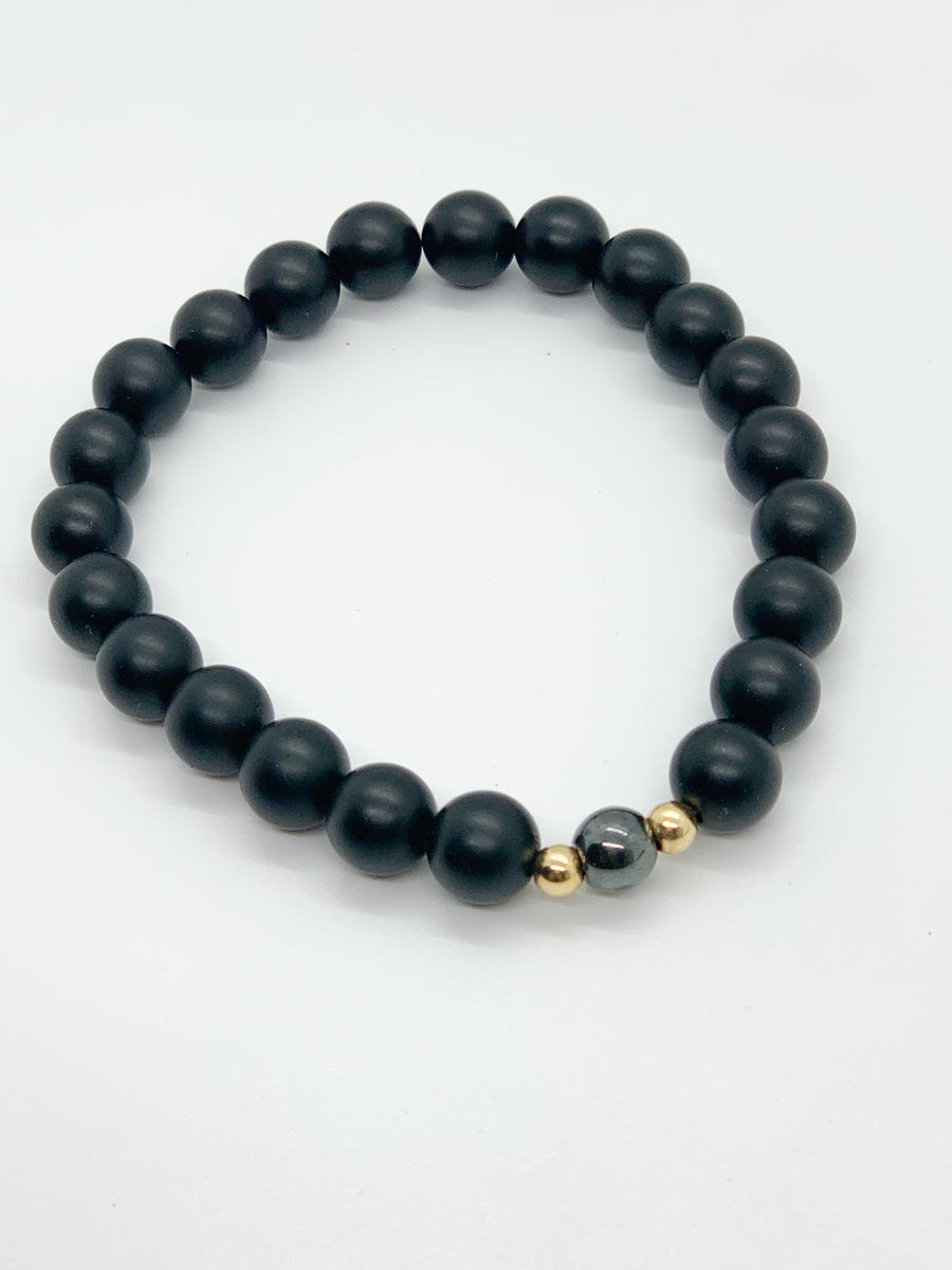 Obsidian and Hematite Bracelet